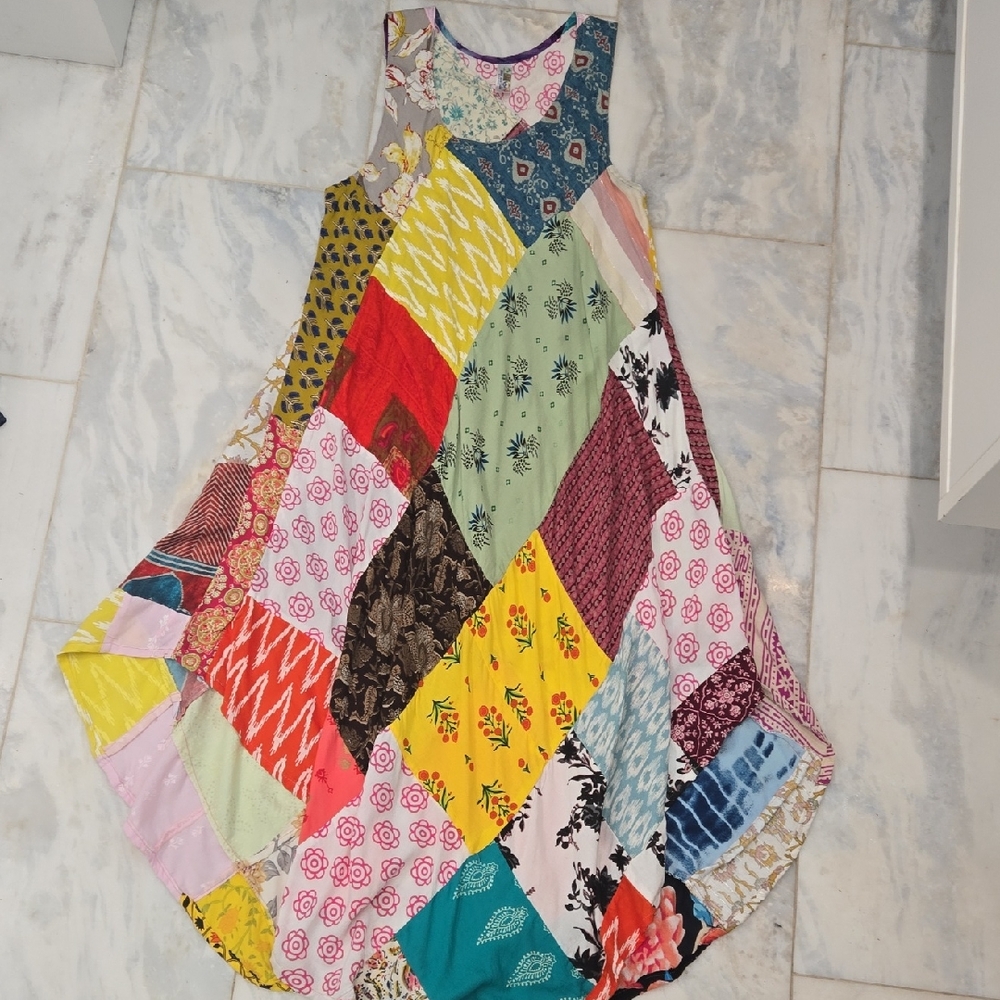 Womens Boho Patchwork Dress